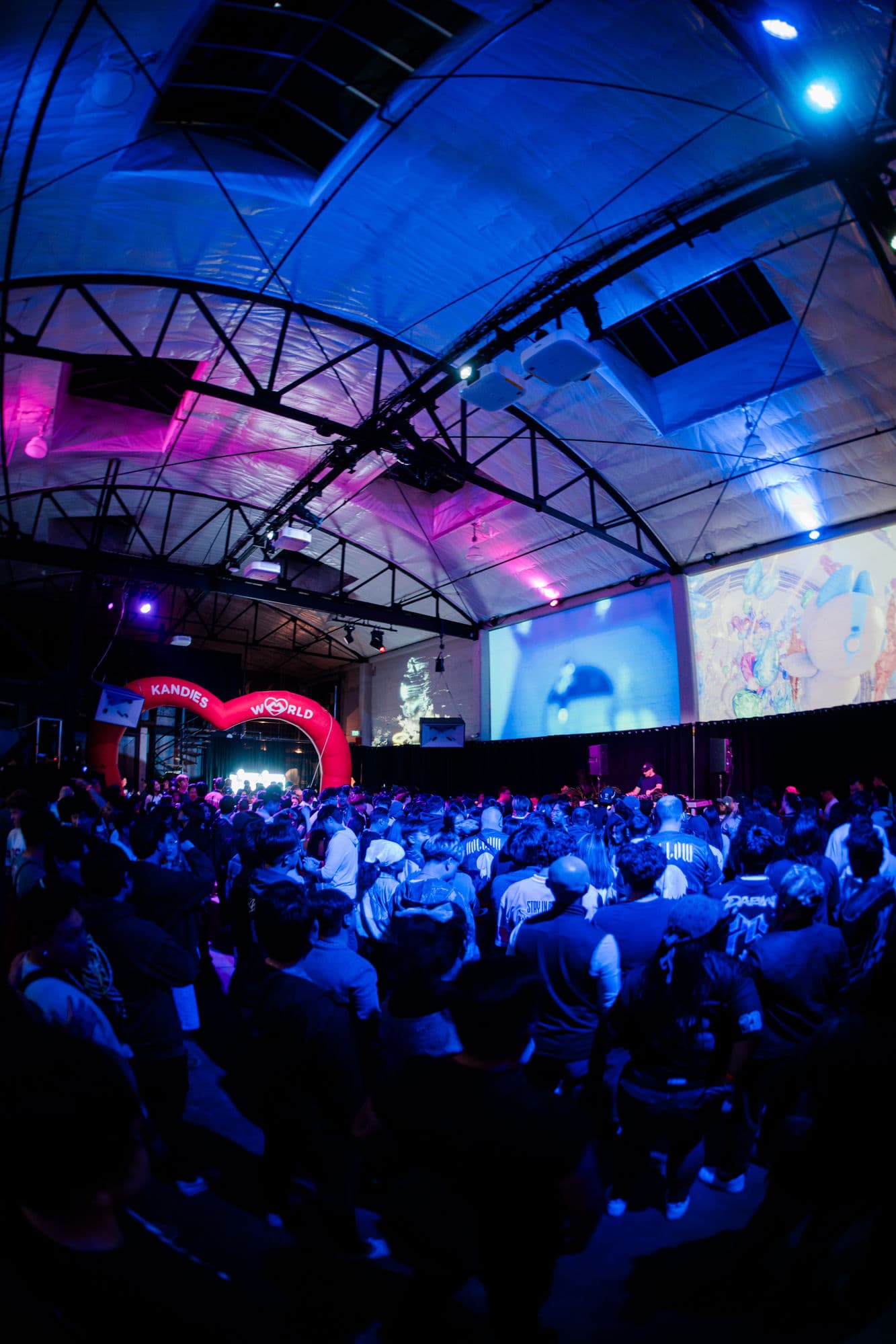 Arcade game drawing crowds at a festival