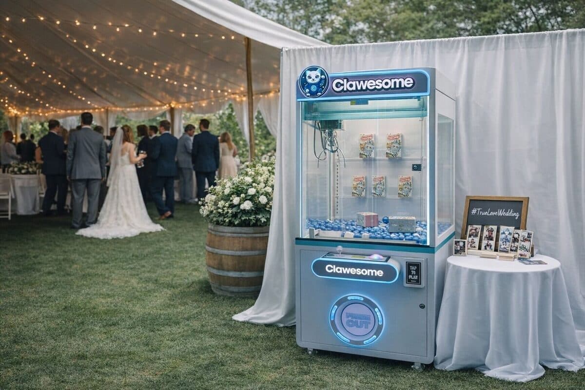 Claw machine rental at a wedding event in the Bay Area